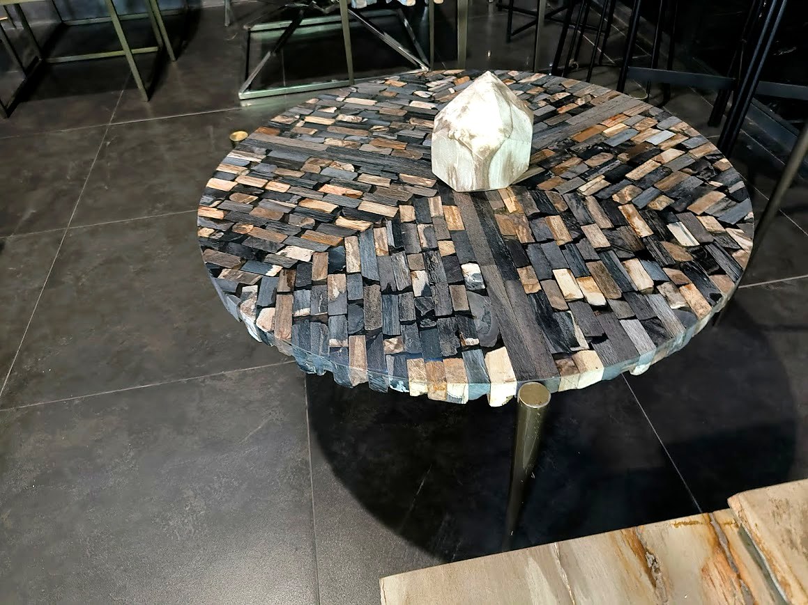Petrified Wood Mosaic Table — One of One